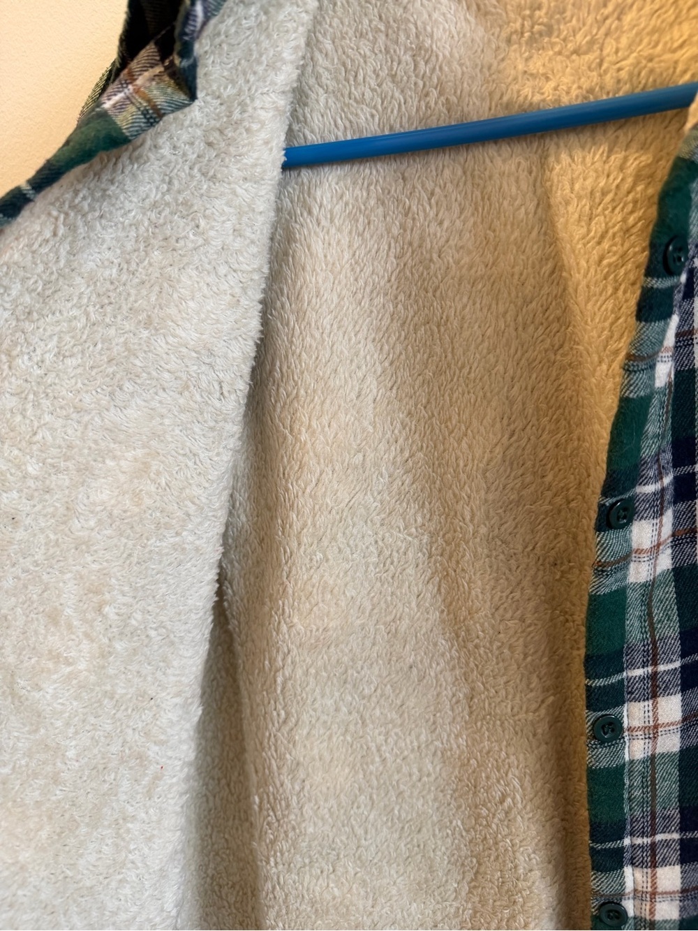Green and White Plaid Sherpa-Lined Flannel Shirt - Picture 2 of 3